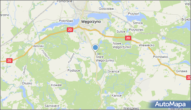 mapa Stare Węgorzynko, Stare Węgorzynko na mapie Targeo